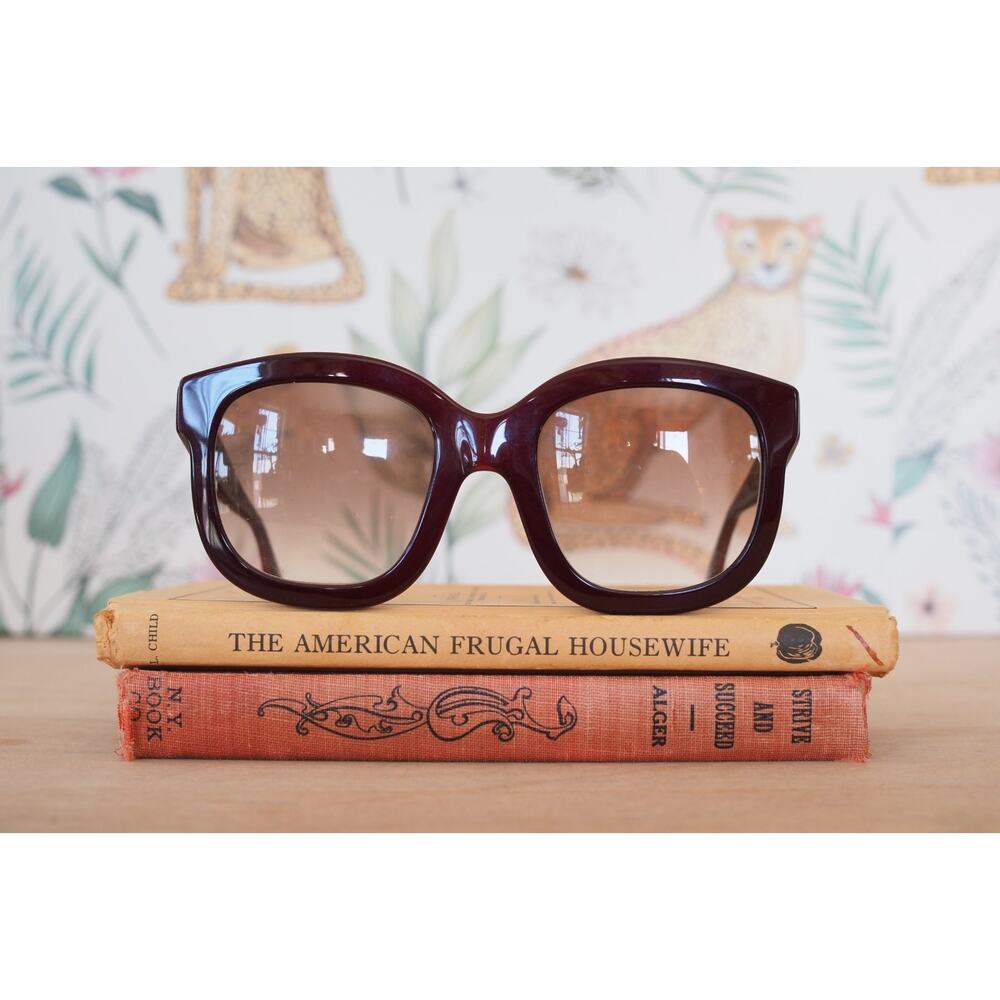 EMMANUELLE KHANH PARIS 5050 41 Deep dark red Sunglasses France Vintage 90s